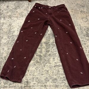 Forever 21 Maroon Corduroy Mushroom Pants